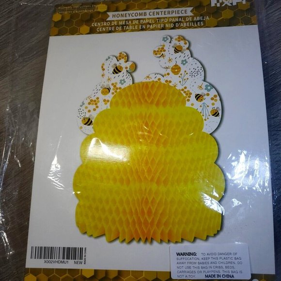 3pc Bumble Bee Honeycomb Centerpiece for Parties Table Decorations Pixpy 11.5" - Picture 1 of 2